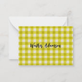 Klassieke Gingham Check Plaid Naam Rand Notitiekaartje (Achterkant)