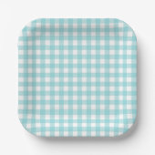 Klassieke Gingham Check Pset Pattern Light Blue Papieren Bordje (Voorkant)