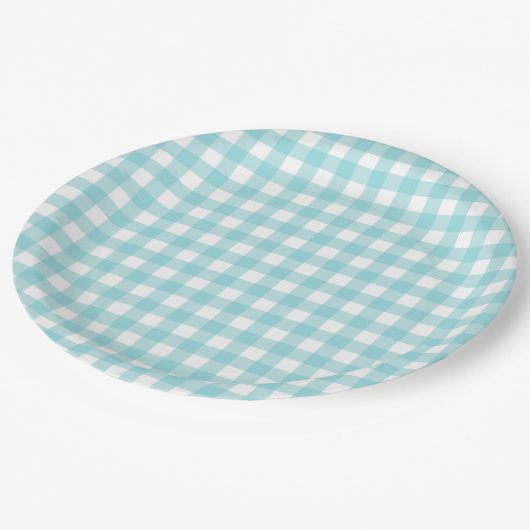 Klassieke Gingham Check Pset Pattern Light Blue Papieren Bordje (Gekanteld)