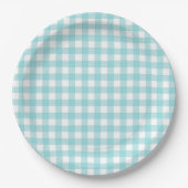 Klassieke Gingham Check Pset Pattern Light Blue Papieren Bordje (Voorkant)
