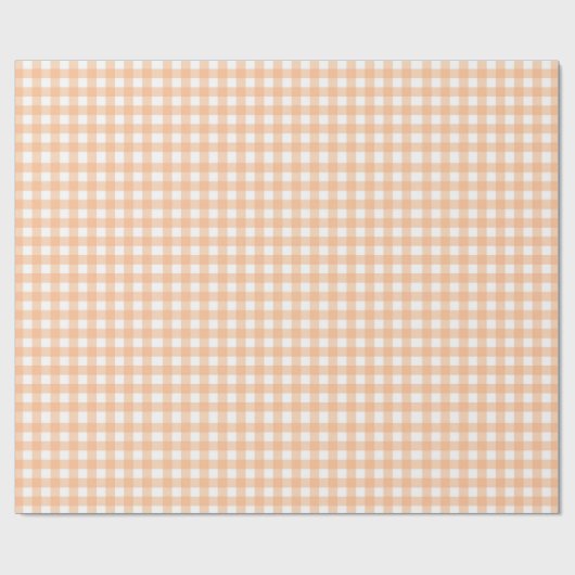 Klassieke Gingham Check Pset Pattern Peach Cadeaupapier (Vlak)