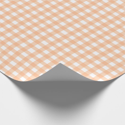 Klassieke Gingham Check Pset Pattern Peach Cadeaupapier (Hoek)
