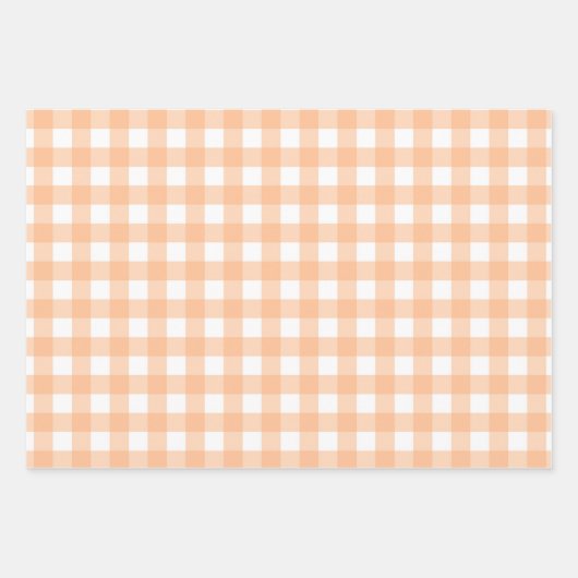 Klassieke Gingham Check Pset Pattern Peach Inpakpapier Vel (Voorkant)