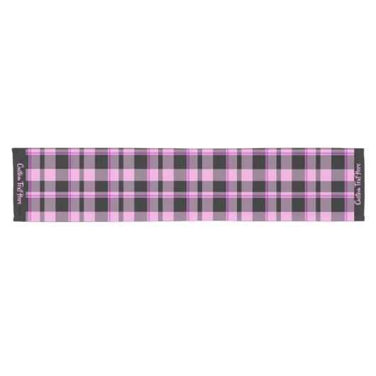 Klassieke Gingham Hot Pink Black Pset Tartan Korte Tafelloper (Horizontaal)