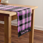 Klassieke Gingham Hot Pink Black Pset Tartan Korte Tafelloper (Voorbeeld)