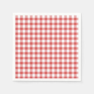 Klassieke Gingham Koraalrood Servet