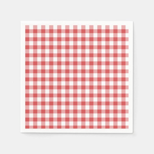 Klassieke Gingham Koraalrood Servet (Voorkant)