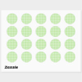 Klassieke Gingham Lentegroen  Ronde Sticker (Vel)