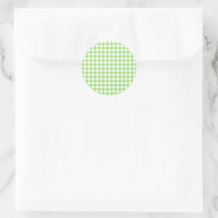 Klassieke Gingham Lentegroen Ronde Sticker