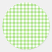 Klassieke Gingham Lentegroen  Ronde Sticker (Voorkant)
