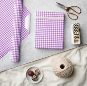Klassieke Gingham Orchidee Paars Cadeaupapier