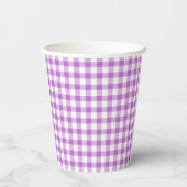 Klassieke Gingham Orchidee Paars Papieren Bekers (Achterkant)