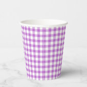 Klassieke Gingham Orchidee Paars Papieren Bekers (Rechts)