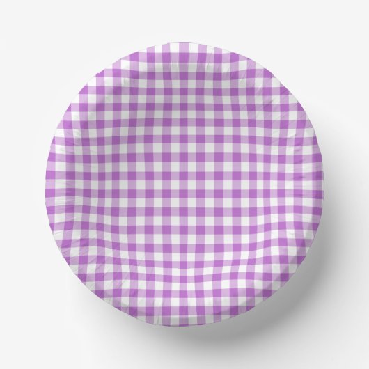 Klassieke Gingham Orchidee Paars Papieren Kommen (Voorkant)