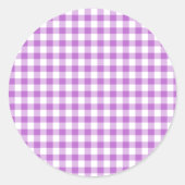 Klassieke Gingham Orchidee Paars Ronde Sticker (Voorkant)