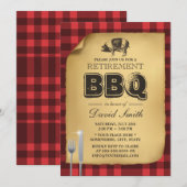 Klassieke Gingham Pig Roast Retirement Party BBQ Kaart (Voorkant / Achterkant)