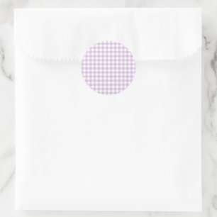 Klassieke Gingham Zacht Lila Ronde Sticker