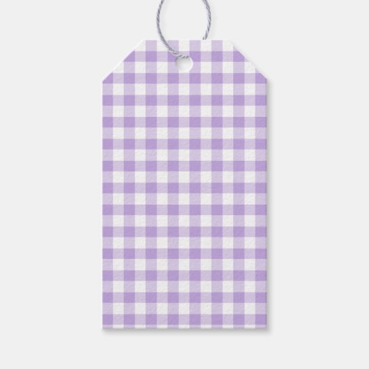 Klassieke Gingham Zachte Lavendel Cadeaulabel (Voorkant)