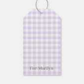 Klassieke Gingham Zachte Lavendel Cadeaulabel (Achterkant)