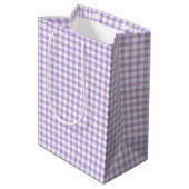 Klassieke Gingham Zachte Lavendel Medium Cadeauzakje (Achterkant Gekanteld)