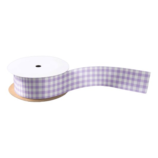 Klassieke Gingham Zachte Lavendel Satijnen Lint (Spoel)