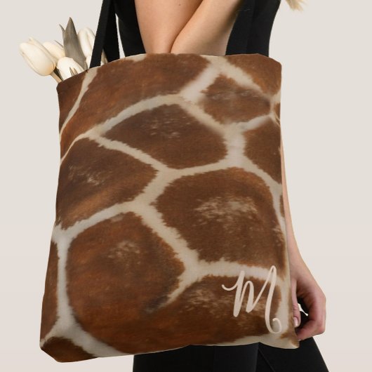 Klassieke Giraffeprint Tote Bag met Eigen Monogram