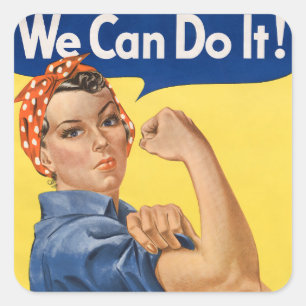 Klassieke Girl Power Empowerment Pop Art Print Vierkante Sticker