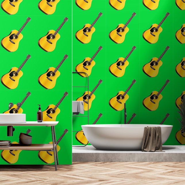 Klassieke Gitaar Aangepaste Kleur Groen Behang (Badkamer)