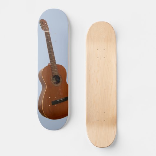 Klassieke Gitaar Art Print op lichtblauw Persoonlijk Skateboard (Voorkant)