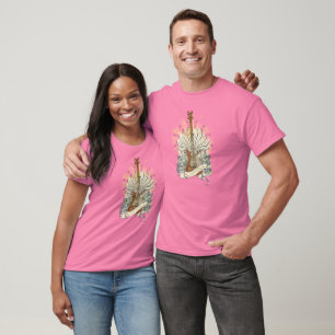 Klassieke gitaar en schedel t-shirt