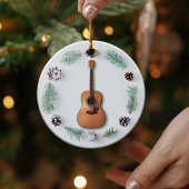 Klassieke Gitaar Kerst Krans Pine Cone Custom Keramisch Ornament
