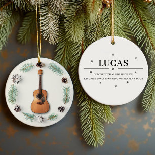 Klassieke Gitaar Kerst Krans Pine Cone Custom Keramisch Ornament