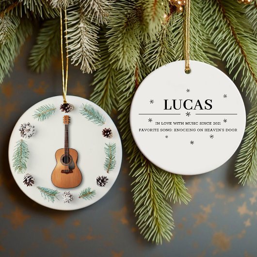 Klassieke Gitaar Kerst Krans Pine Cone Custom Keramisch Ornament