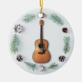 Klassieke Gitaar Kerst Krans Pine Cone Custom Keramisch Ornament (Voorkant)