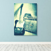 Klassieke gitaar met Amp Bluesman canvas Afdruk (Insitu (Houten vloer))