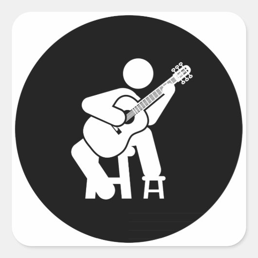 Klassieke gitaar vierkante sticker (Voorkant)