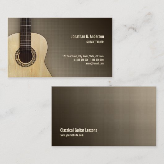 Klassieke gitaarlessen visitekaartje leraar (Voorkant / Achterkant)