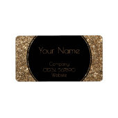 Klassieke Glamor Gatsby Black en Gold Glitter Etiket (Voorkant)