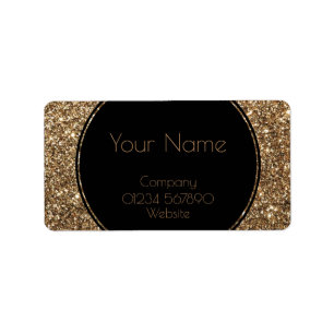 Klassieke Glamor Gatsby Black en Gold Glitter Etiket