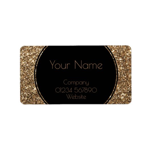 Klassieke Glamor Gatsby Black en Gold Glitter Etiket (Voorkant)