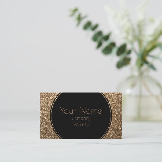 Klassieke Glamor Gatsby Black en Gold Glitter Visitekaartje (Staand voorkant)
