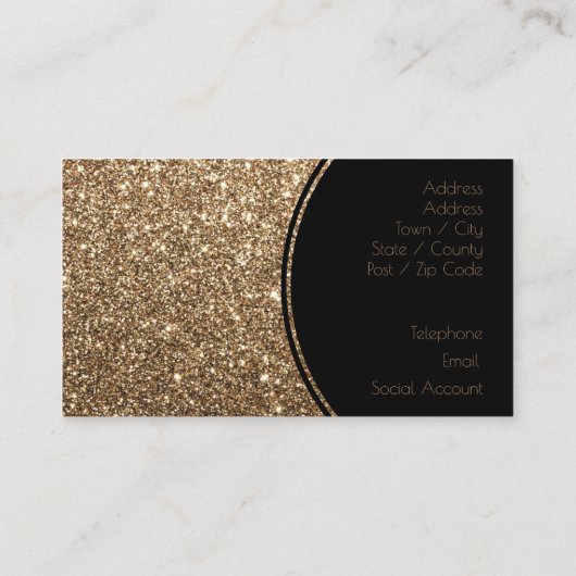 Klassieke Glamor Gatsby Black en Gold Glitter Visitekaartje (Achterkant)