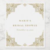 Klassieke Glamour Gouden Art Deco Versierde Bruids Wijn Etiket (Enkel label)