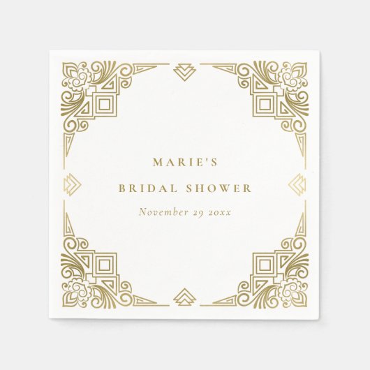 Klassieke Glamour Gouden Art Deco Versierde Bruilo Servet (Voorkant)