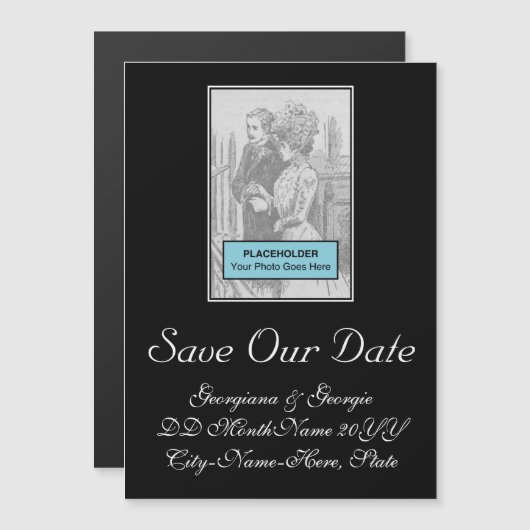 Klassieke, glamoureuze "SAVE our DATE!" Magnetisch (Voorkant / Achterkant)