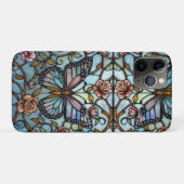 Klassieke glas-in-lood blauwe vlinderkunst Case-Mate iPhone case (Achterkant (horizontaal))