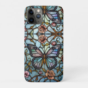 Klassieke glas-in-lood blauwe vlinderkunst Case-Mate iPhone case