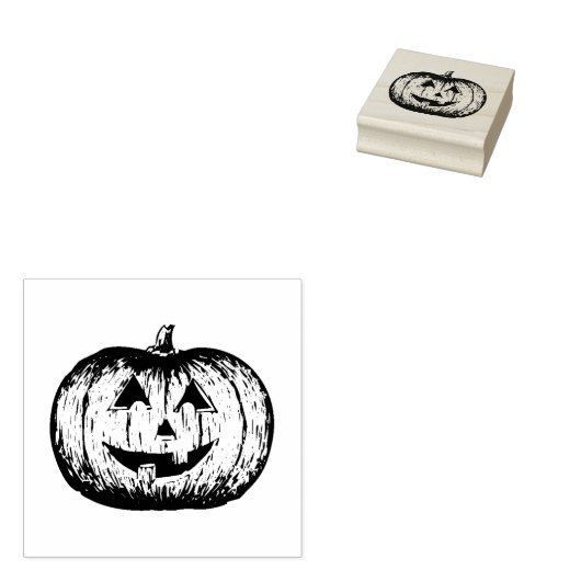 Klassieke Glimlachende Jack-o'-lantaarn Pompoen Sc Rubberstempel (Gestempeld)