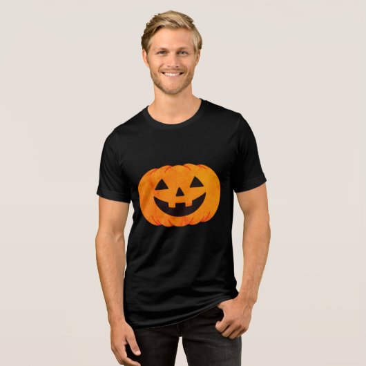 Klassieke gloeiende Jack-O'-Lantern pompoen Hallow Tri-Blend Shirt (Voorkant volledig)