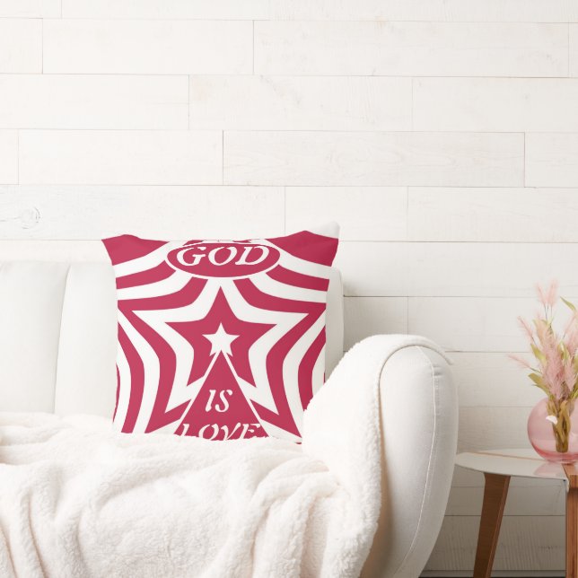 Klassieke God Is Liefde Ster Rood & Wit - Christel Kussen (Bank)